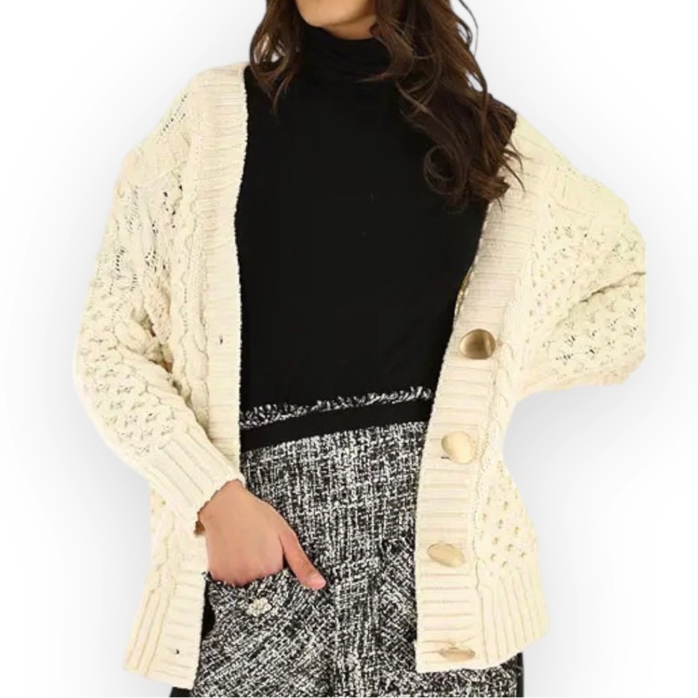 3.1 Phillip Lim Cream Cardigan with Gold Buttons